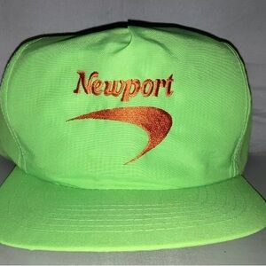 Vintage Neon Green Newport Snapback hat Cap Cigarettes Smoking Hipster 90s